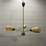 Plafonnier cuivre - verre jaune lait