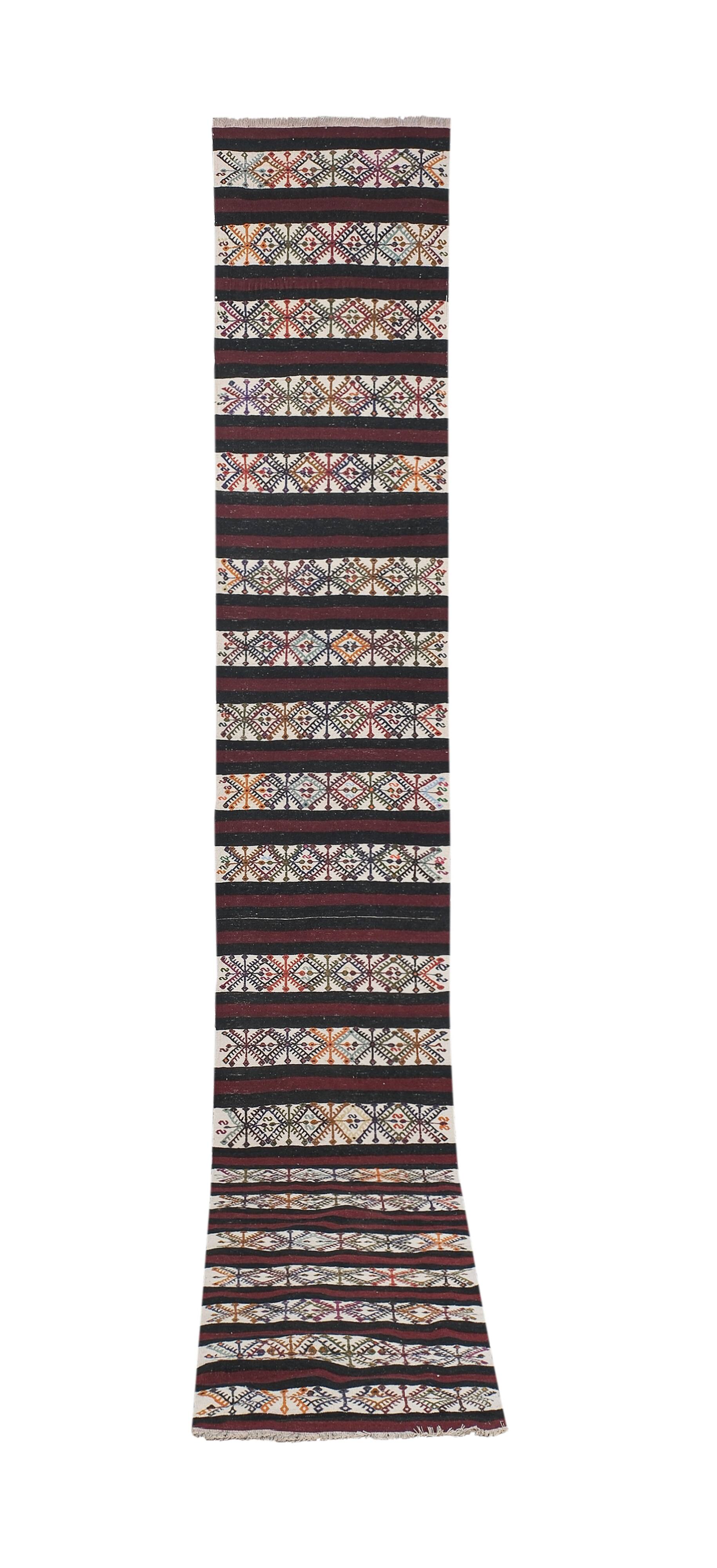 Vintage Turkish Oushak Handwoven Rug 69x465 cm
