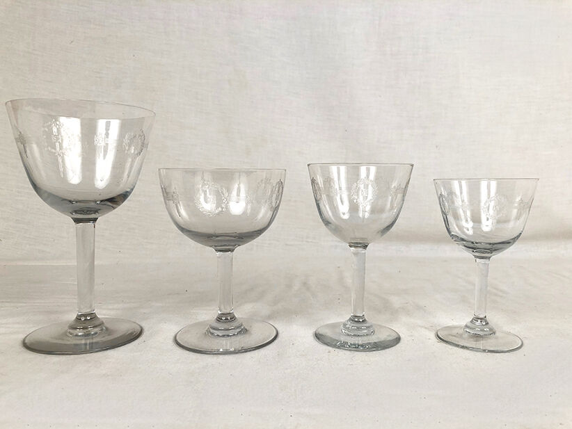 Service of cut crystal glasses. 42 pieces