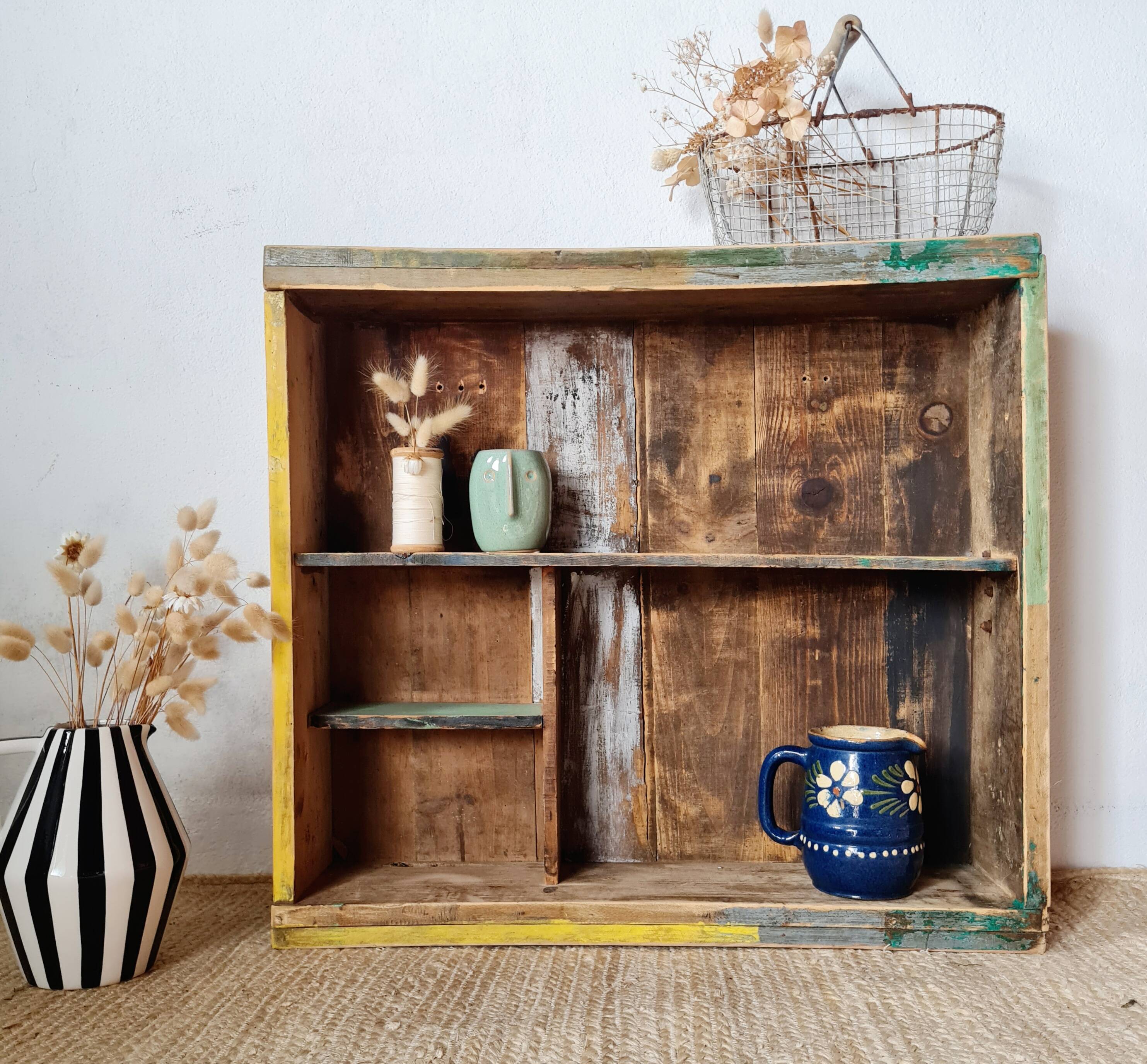 Wooden wall shelf - cubbies