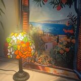 Tiffany style lamp vintage colourful flowers