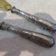 Ice cream serving cutlery in 950 silver and gilded metal, St LXVI and Art Nouveau style