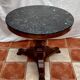 Old pedestal table in oak wood with marble