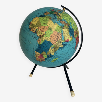 Vintage terrestrial globe 1969 Taride tripod world map - 27 cm