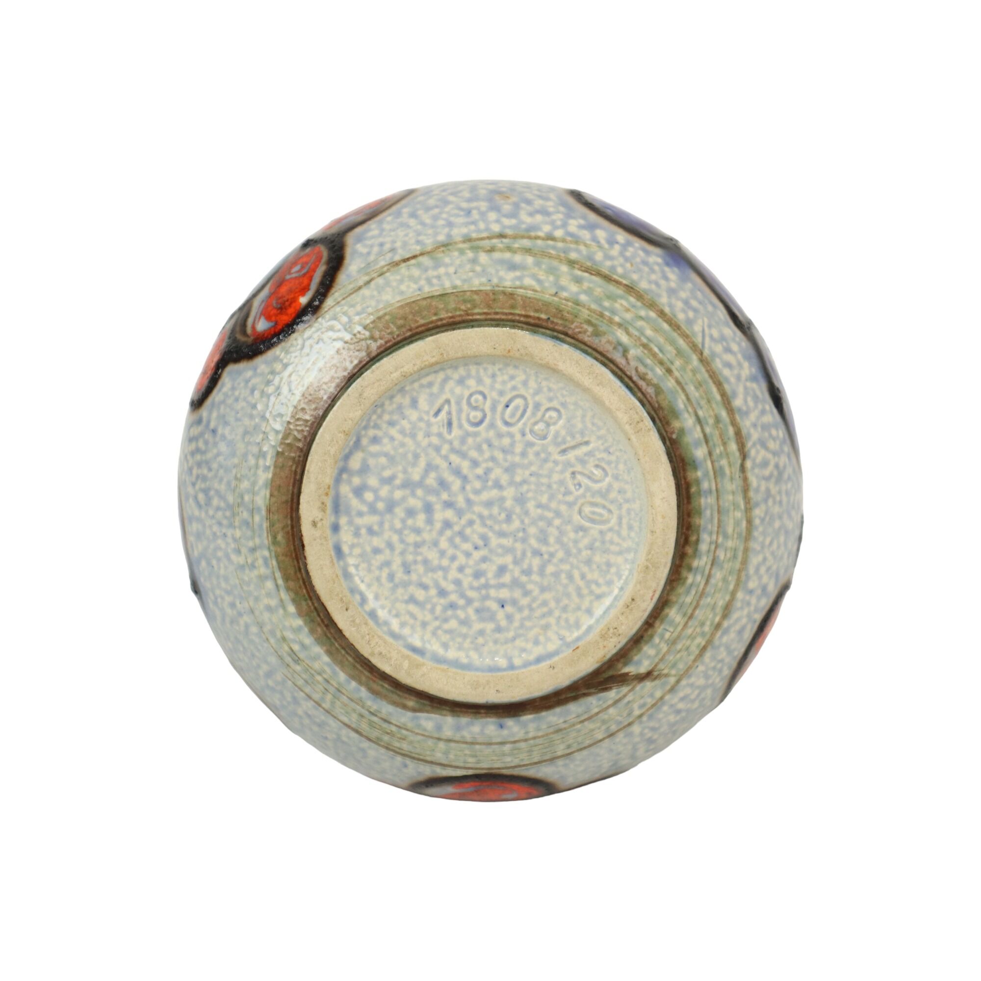 Blue Orange Vintage Vase West Germany Üebelacker Keramik 1808-20