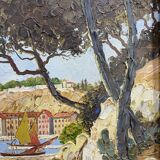 Painting signed Xavier SAGER 1881-1969 Route de Nice view of the port