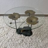 Table basse nénuphars en bronze vintage