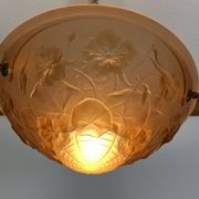 Suspension vasque florale art déco verre moulé