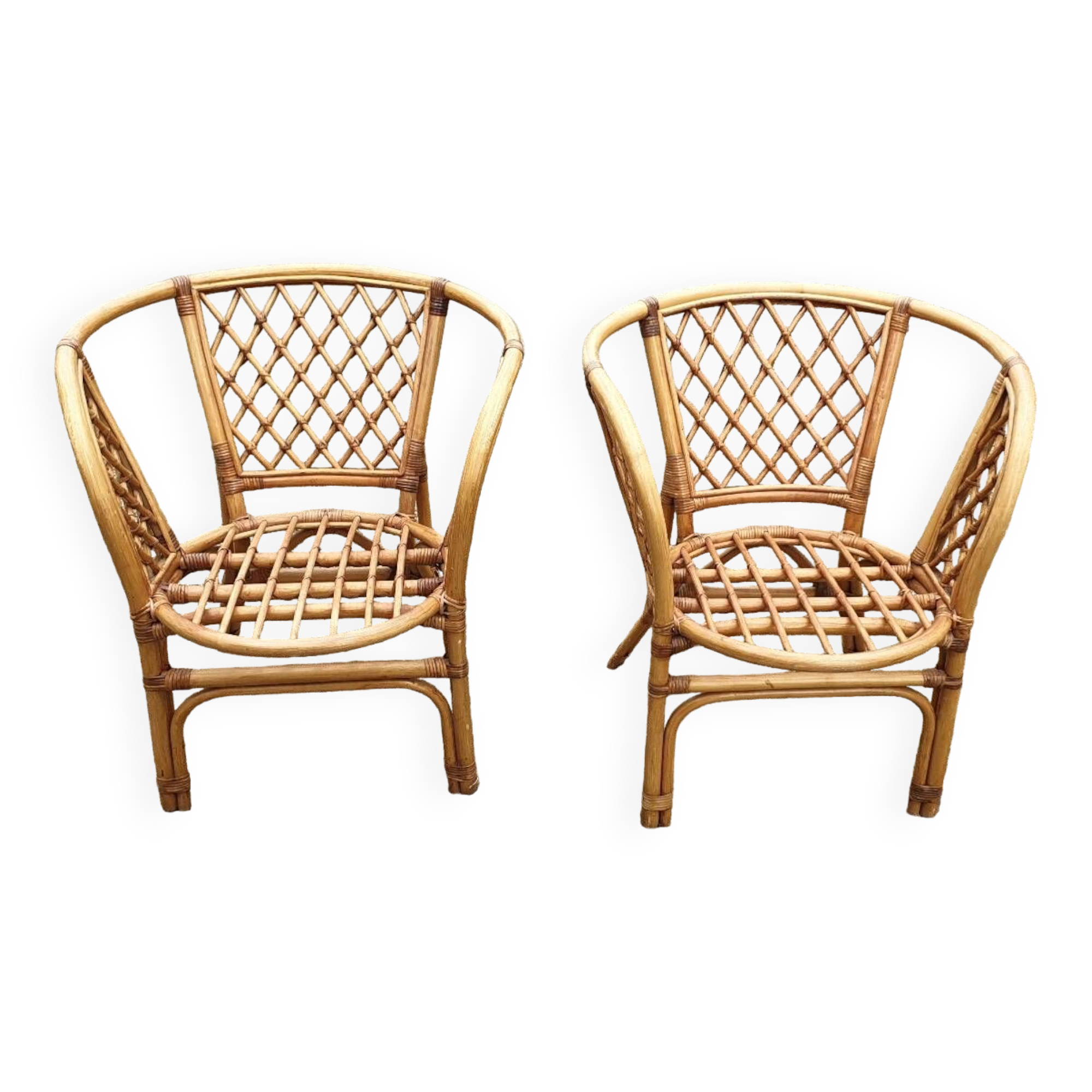 Pair of bamboo armchairs