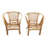 Pair of bamboo armchairs