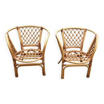 Paire de fauteuils bambou