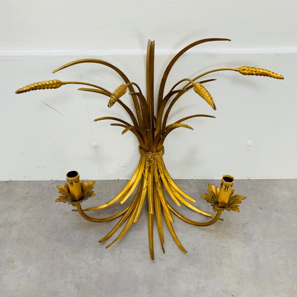 Applique épi de blé feuillage doré Hans Kogl, style Hollywood Regency