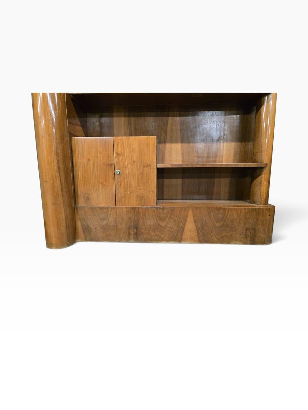 Armoire étagère art déco vintage courbée en bois