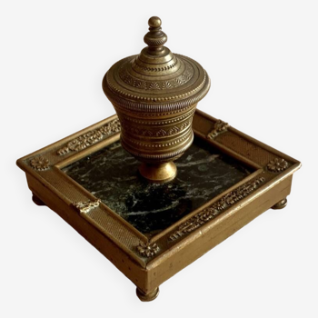 Empire Bronze and Marble Inkwell 19th Century