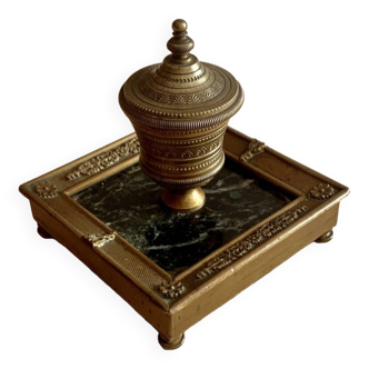 Empire Bronze and Marble Inkwell 19th Century