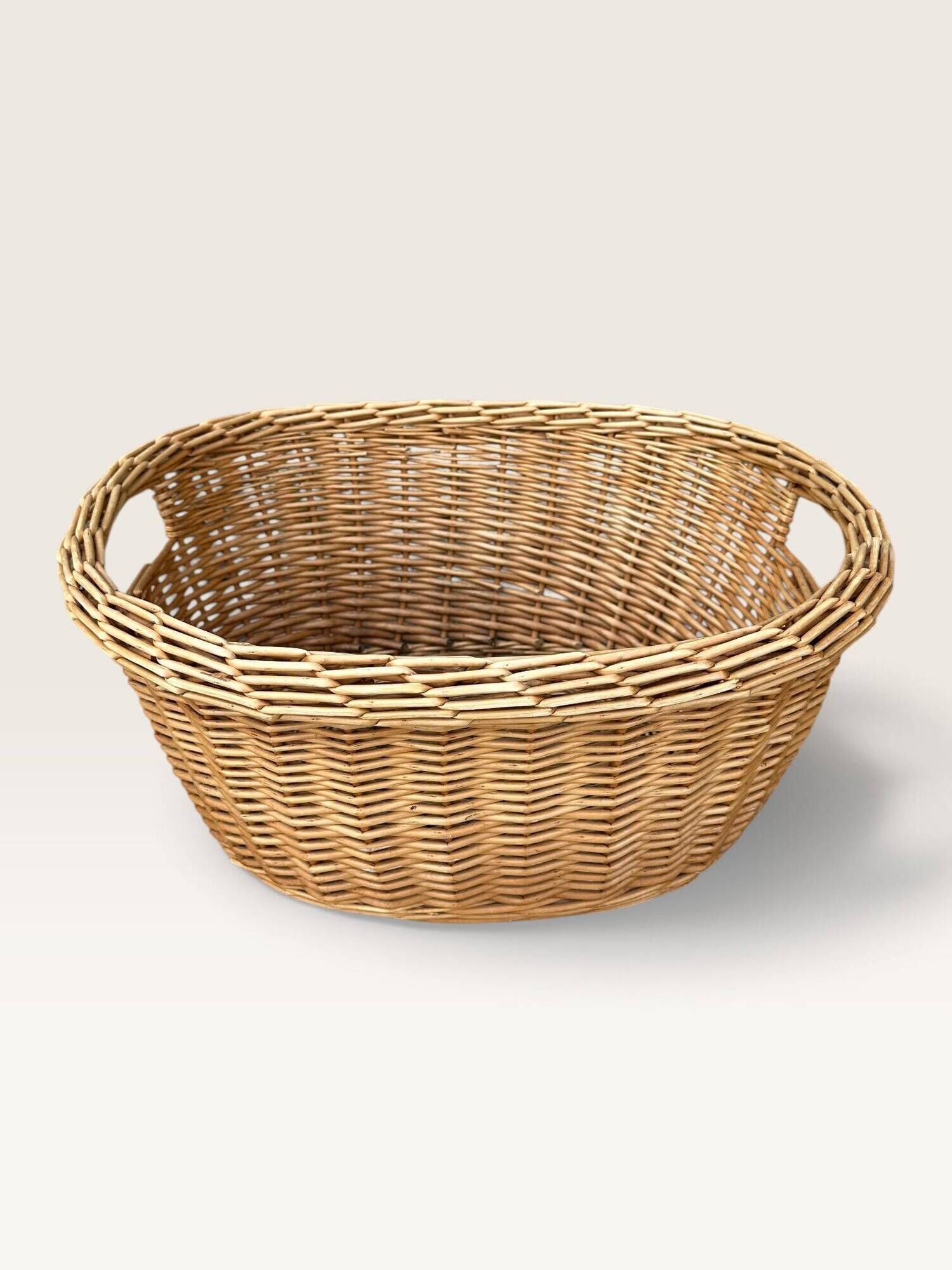 Woven blonde wicker basket