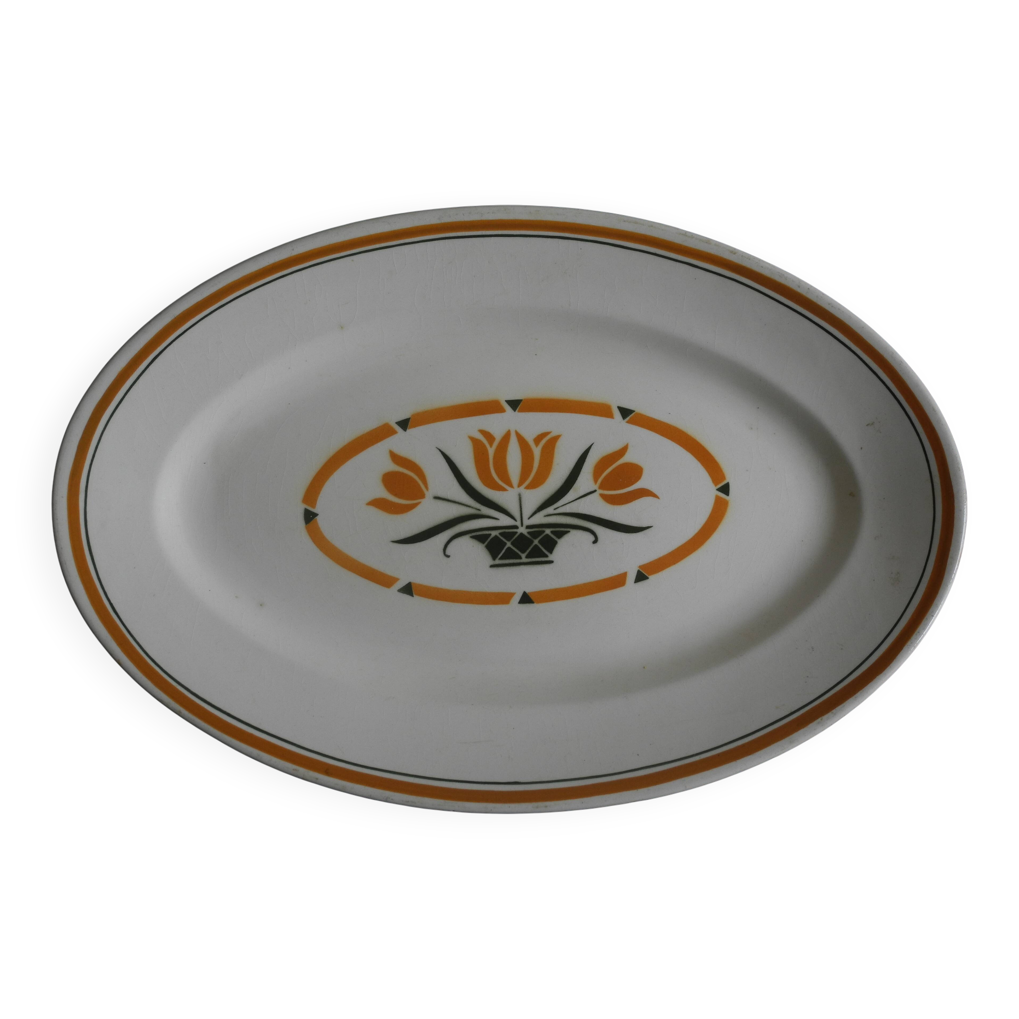 old French serving dish from Salins EC Terre Fer Nouvelles Galeries