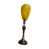 Lampe bronze abat-jour verre jaune opaque 1940 environ ,,57x15