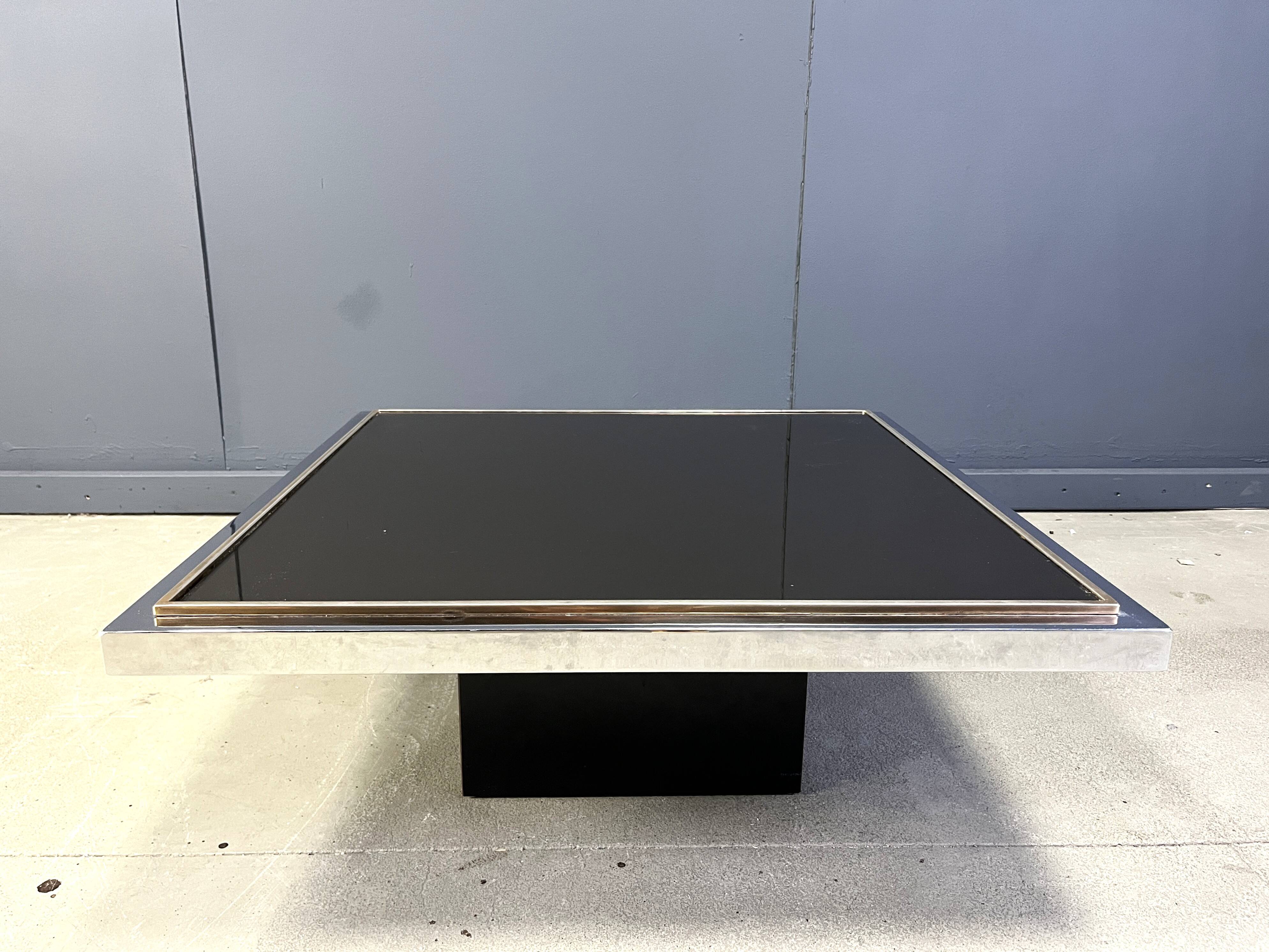 Vintage chrome and brass coffee table, 1970s