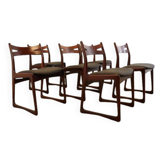 Set van 6 palissander deense design eetkamerstoelen 'Bukkaer'