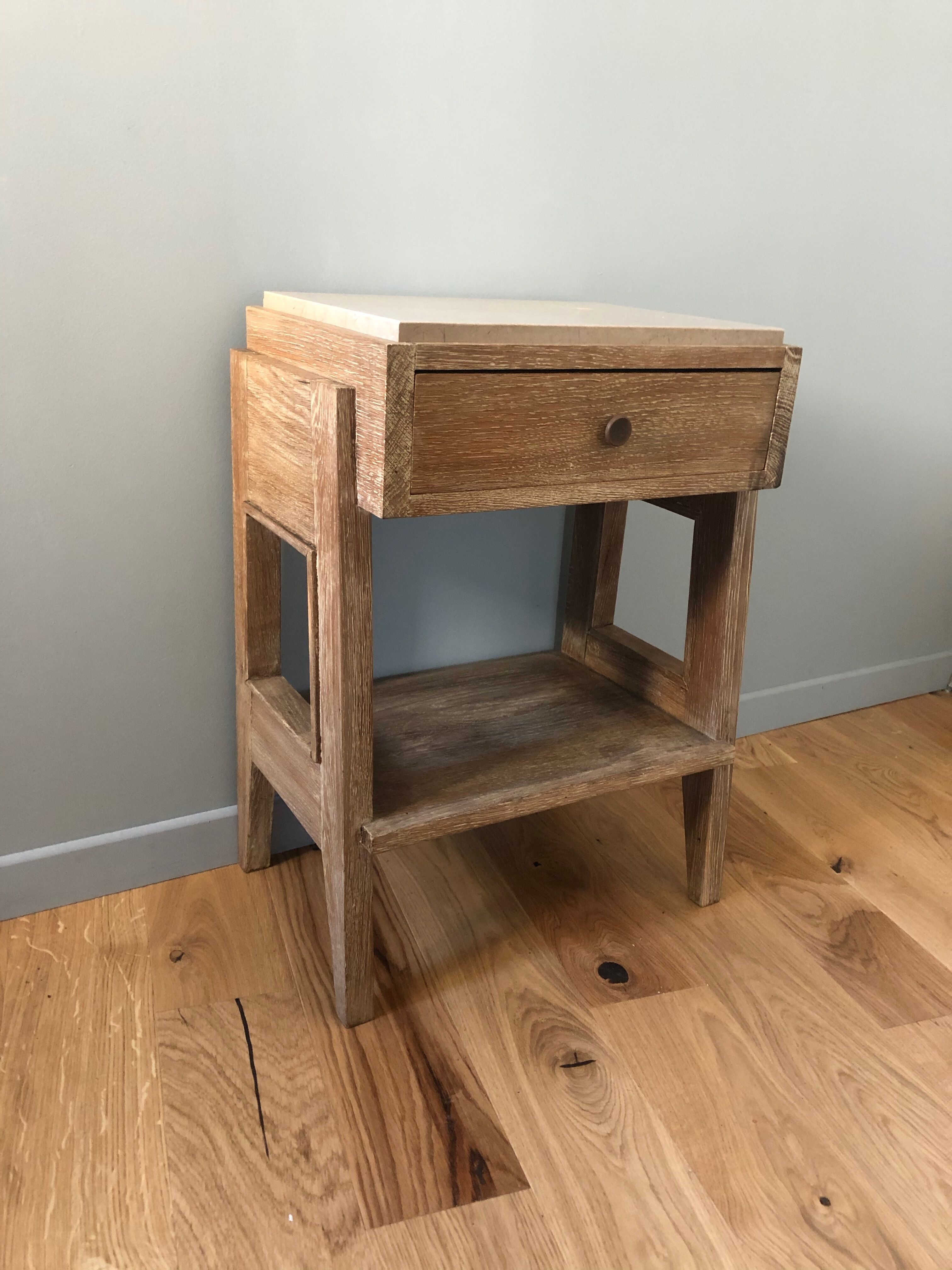Vintage modernist bedside in oak 1950