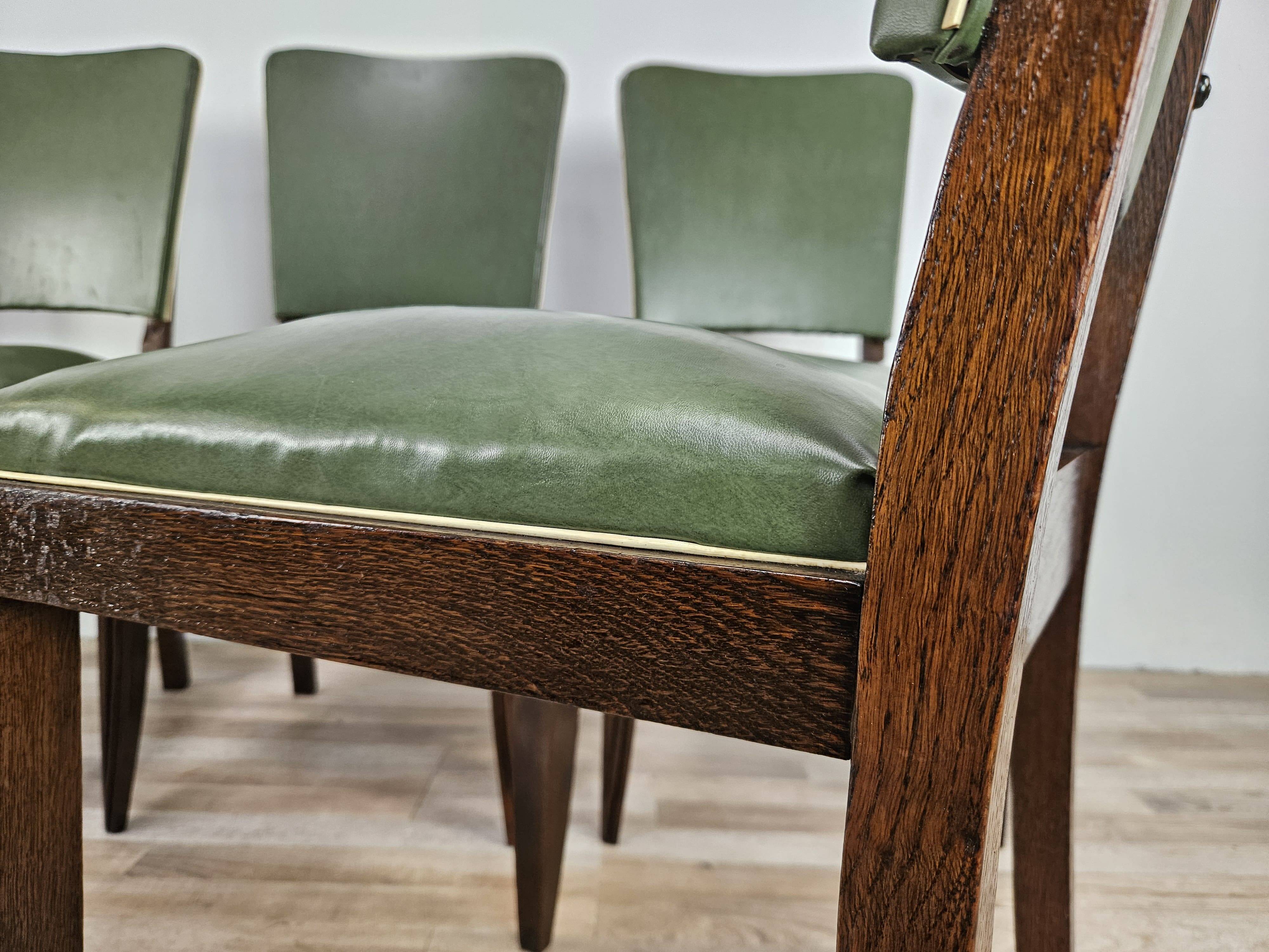 Set of 8 Art Decò oak dining chairs, 1950