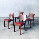 Art Deco Dining Chair Set, Belgium, 1920s, Set of 4