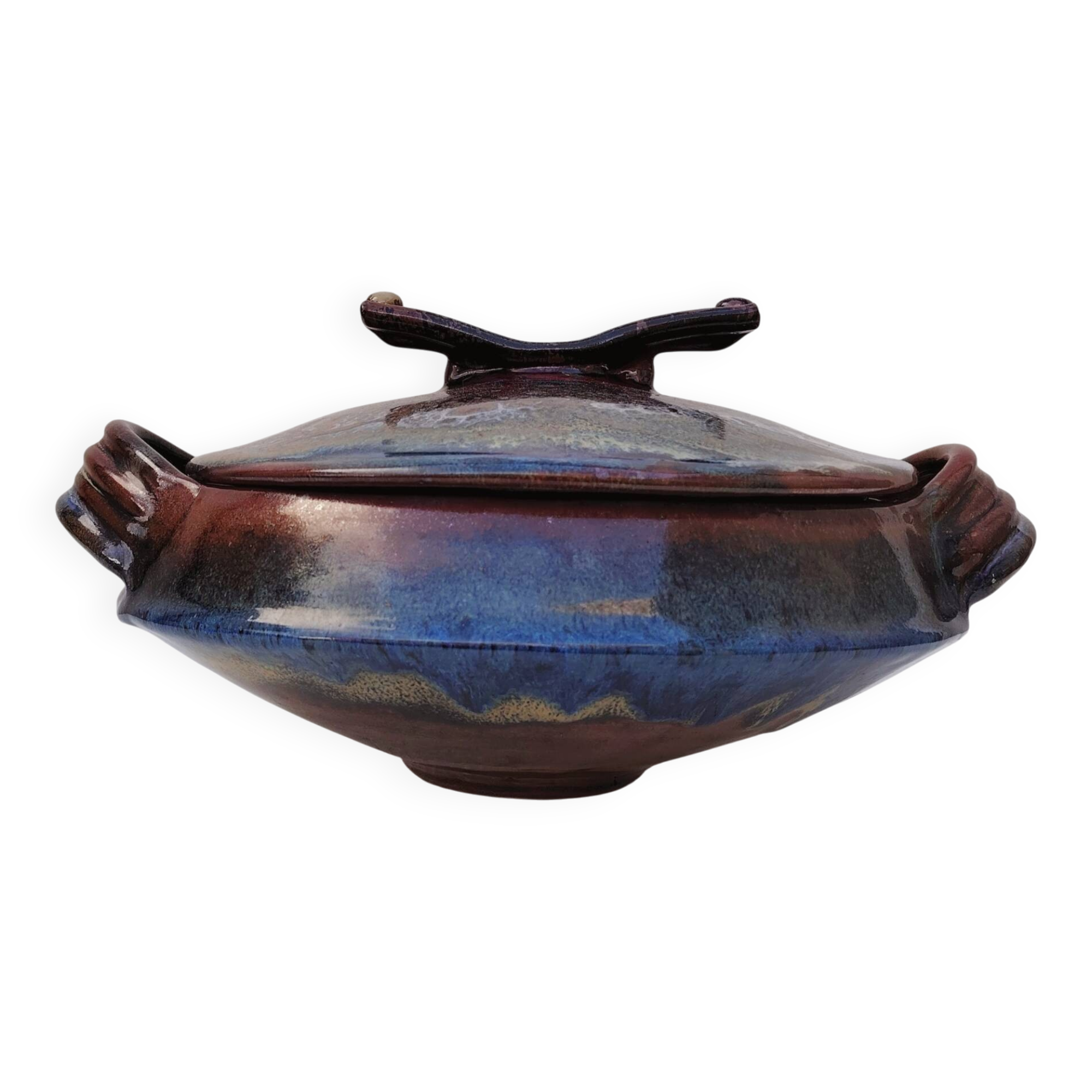 Large covered pot, soup tureen, glazed stoneware, Matthieu Liévois