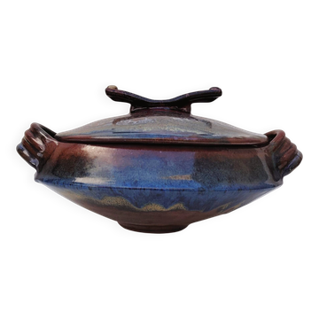 Large covered pot, soup tureen, glazed stoneware, Matthieu Liévois