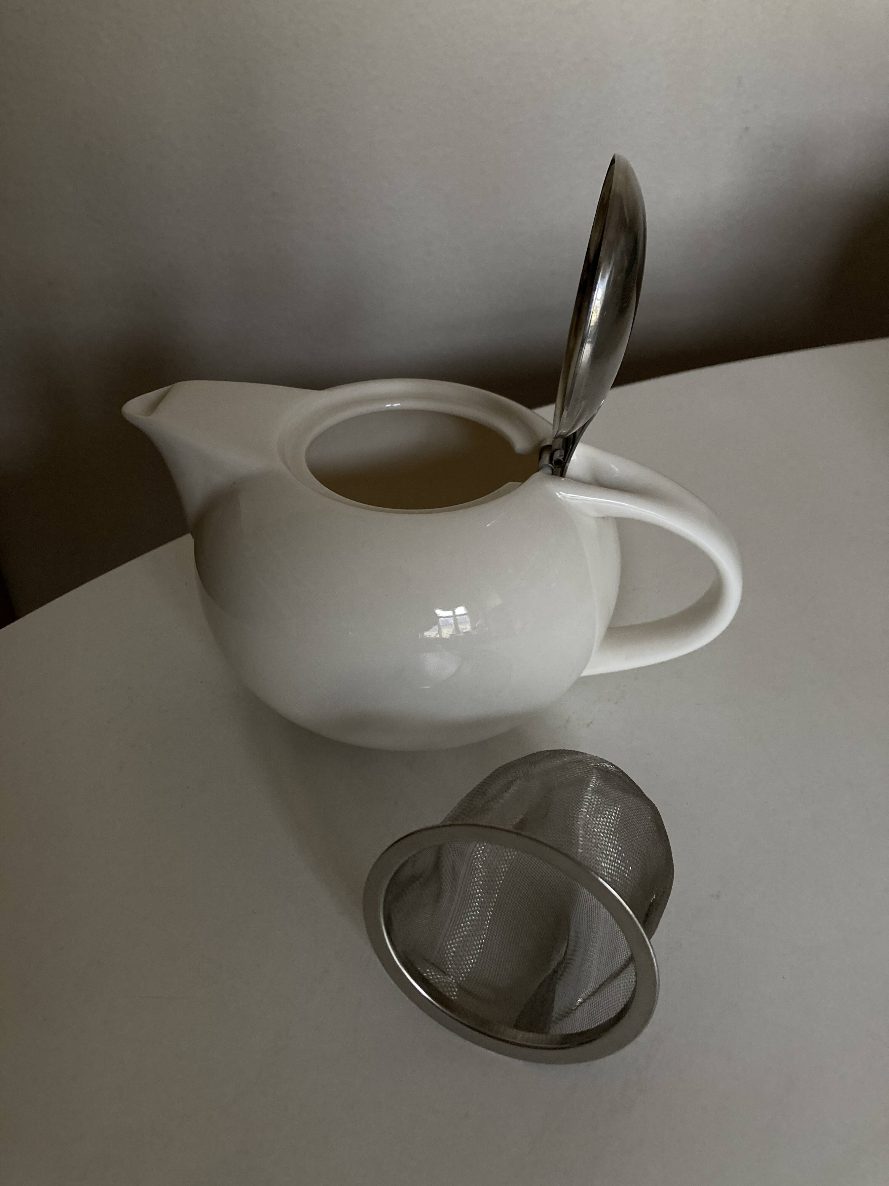 Space Age Porcelain and Steel Teapot