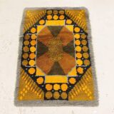Mid-Century Modern Swedish Rya Rug in Grey, Orange, and Brown, 1960s