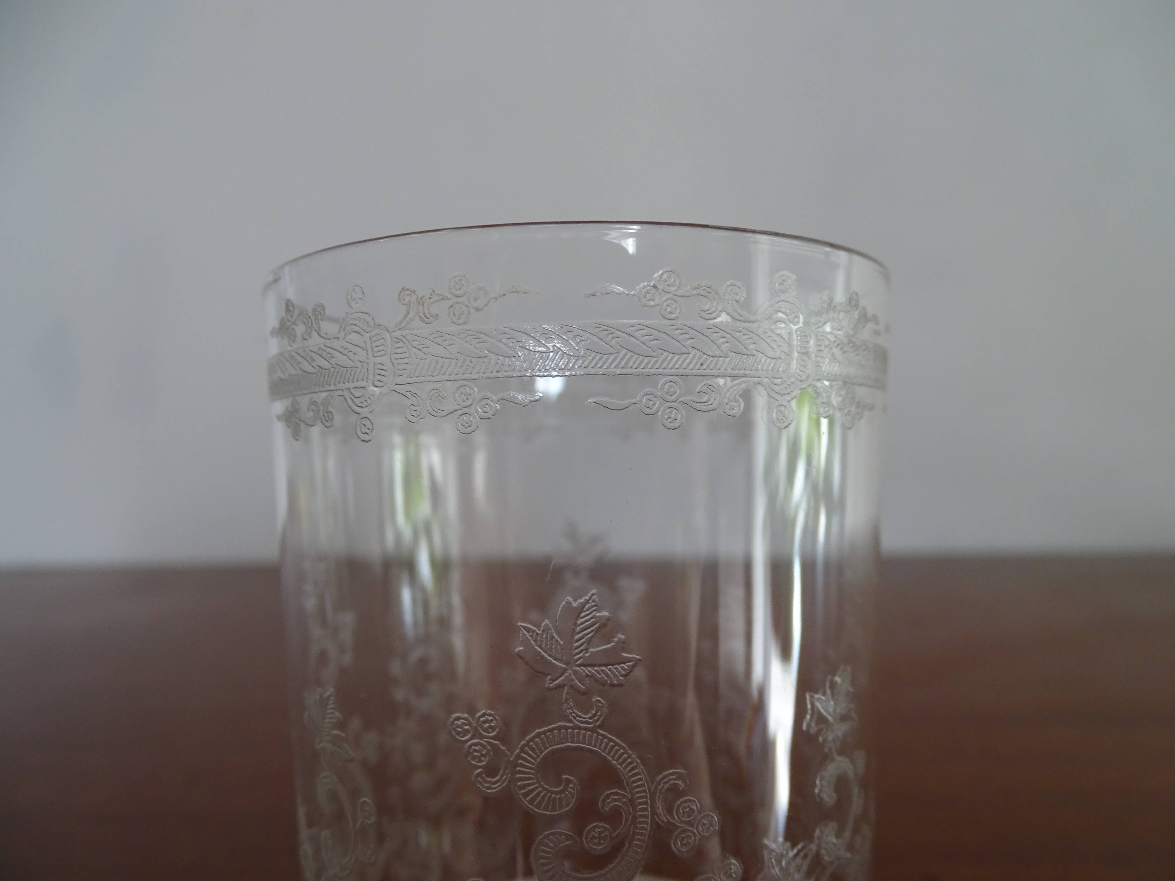 Baccarat crystal goblet model engraved with Baccarat initial "B" on frieze