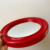 1970s red round plastic mirror