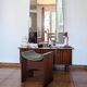 Vintage 70s dressing table with triptych mirror and matching bench.