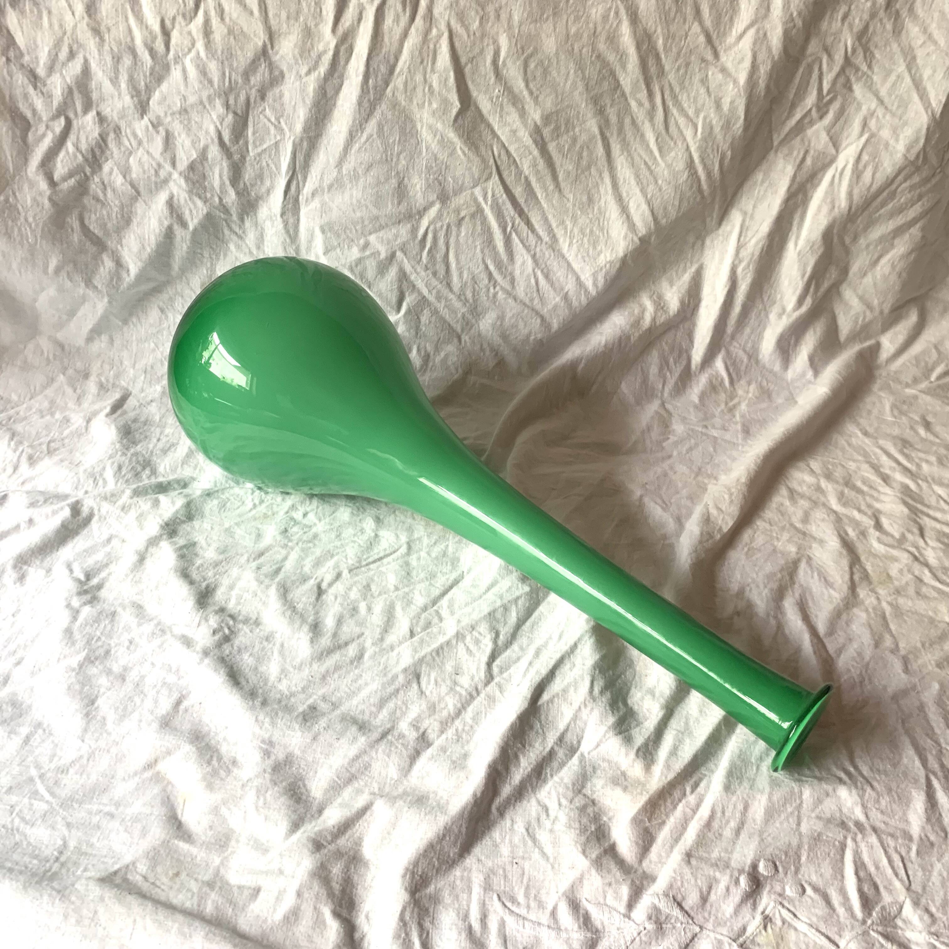 Vintage green blown glass soliflore vase - 51 cm