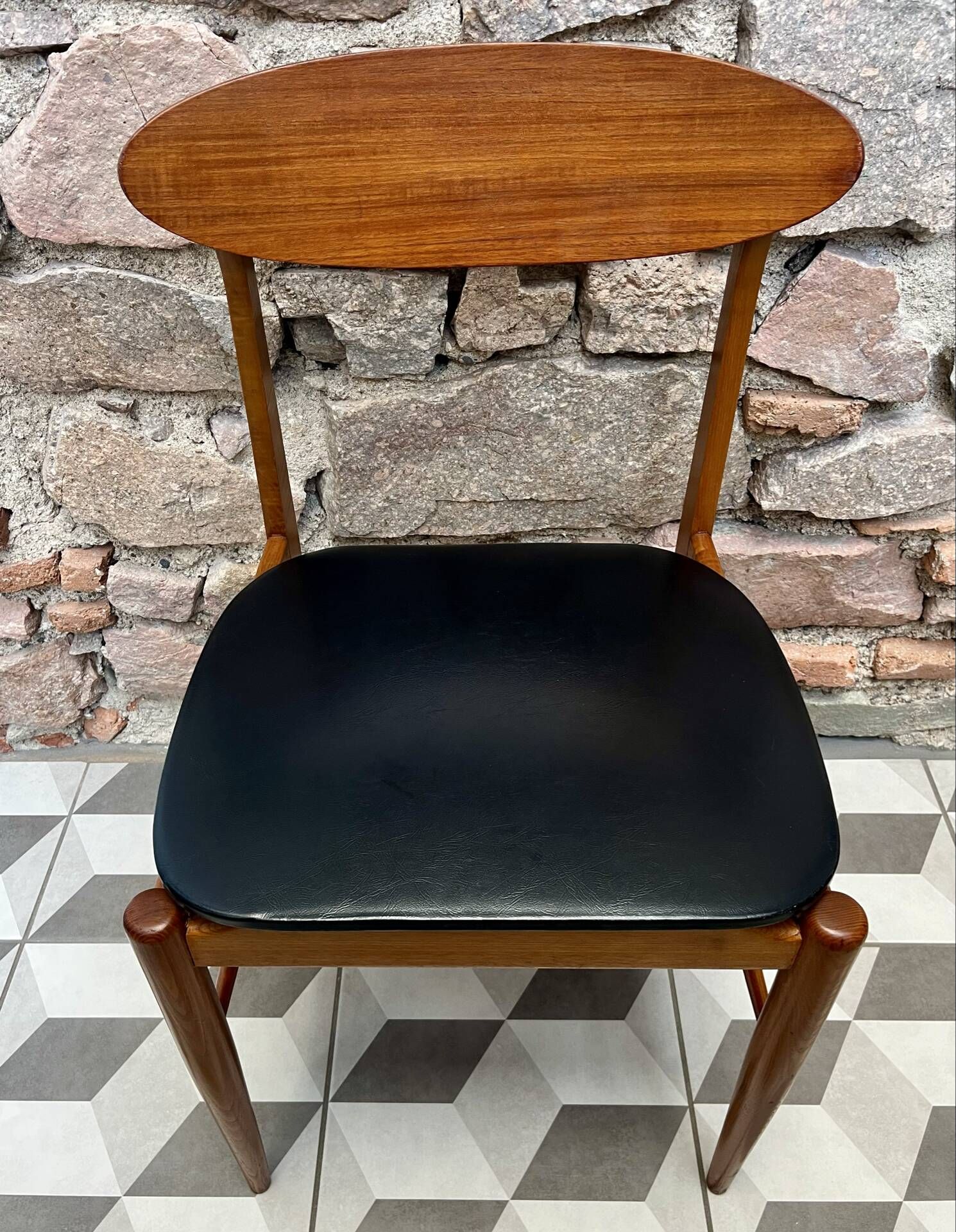 1960s Scandinavian chair in black vinyl