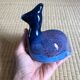 Ceramic animal figurine, pretty bluish enamel