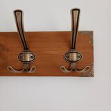 Wall-mounted coat rack with 5 hooks – vintage style – patinated wood & metal