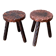 Lot de deux tabourets ronds tripodes vintage, tabourets de ferme en bois.