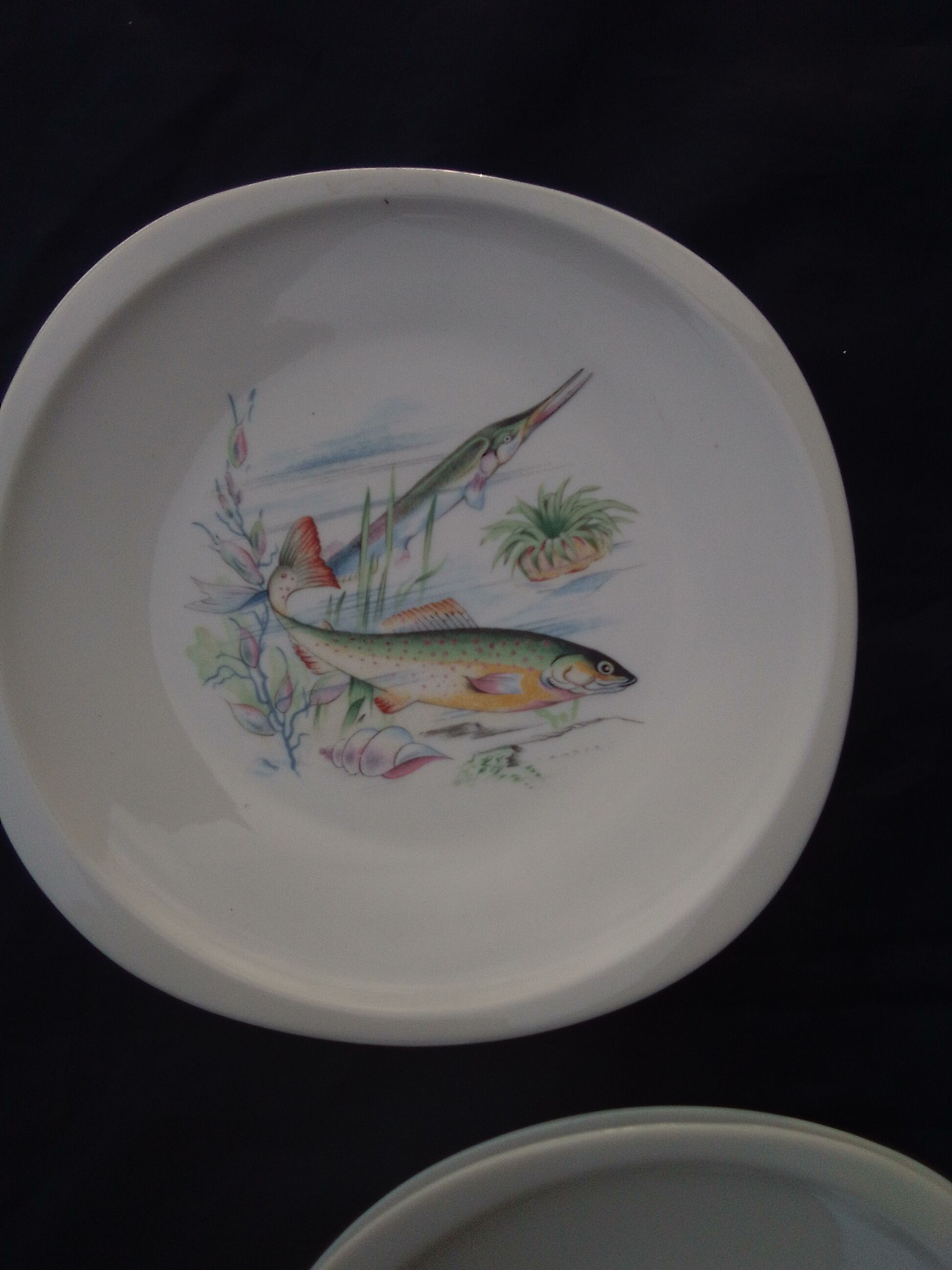 8 fish plates in Sologne porcelain 23 X 23 cm
