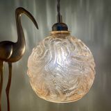 Vintage amber glass globe pendant light