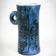 Small jug by Jacques Blin in blue ceramic with engraved animal decoration.