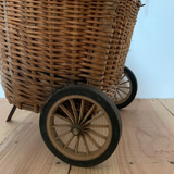 Wicker basket on wheels