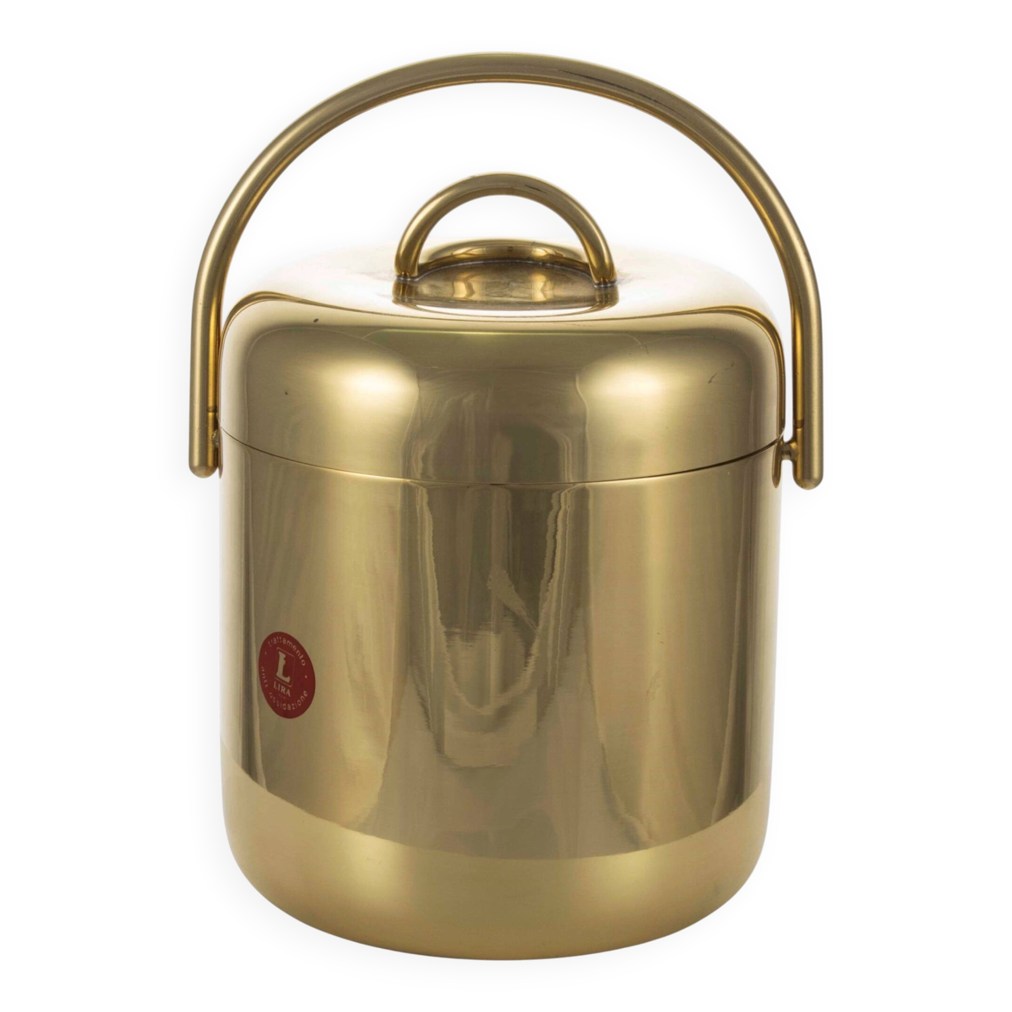 Hollywood regency gold Ice Bucket, Lira Italy ca. 1980s