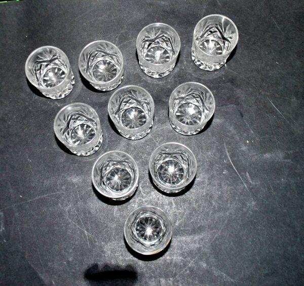 Lot de 10 verres shooter à alcool liqueur rhum cristal taillé lemberg junon