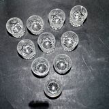 Set of 10 shot glasses for alcohol, liqueur, rum, crystal cut lemberg junon