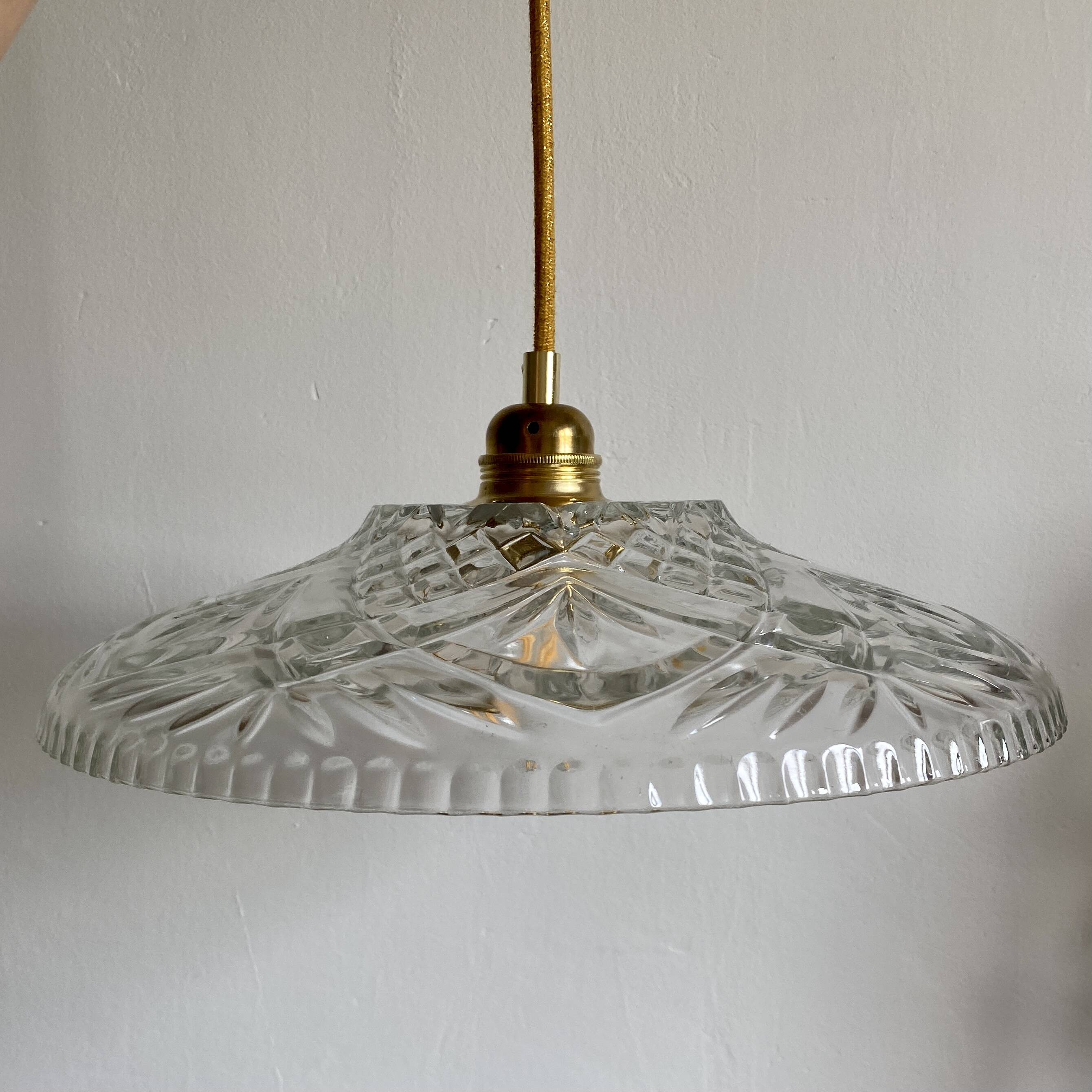 Vintage moulded glass pendant light - tableware collection -