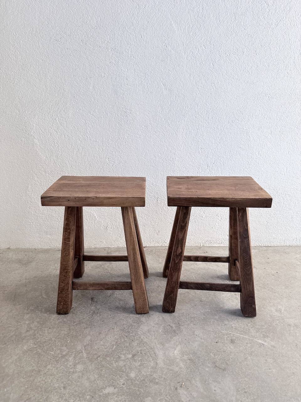 Pair of oak stools from the 1960s.