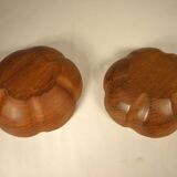 Pair of empty teak pocket cups