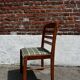 Lot of 3 vintage checkered wood and fabric chairs.